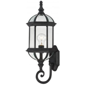 1 Light 22" Textured Black Clear Beveled Glass Shade Wall Lantern 1