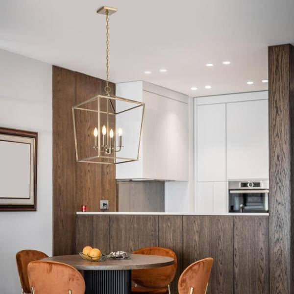 4 Light Burnished Brass Emma Indoor Pendant Light Fixture 2