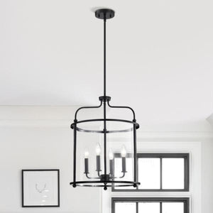 4 Light Matte Black Yorktown Indoor Pendant Light Fixture 2