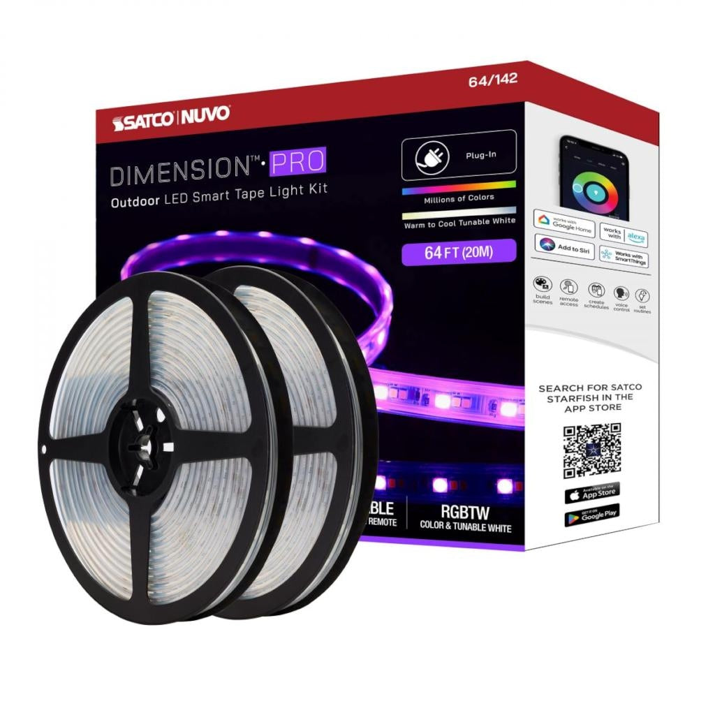 64' 68 watt 24 volt 2700K Warm White RGB LED Tape Light Kit with Remote Control 1