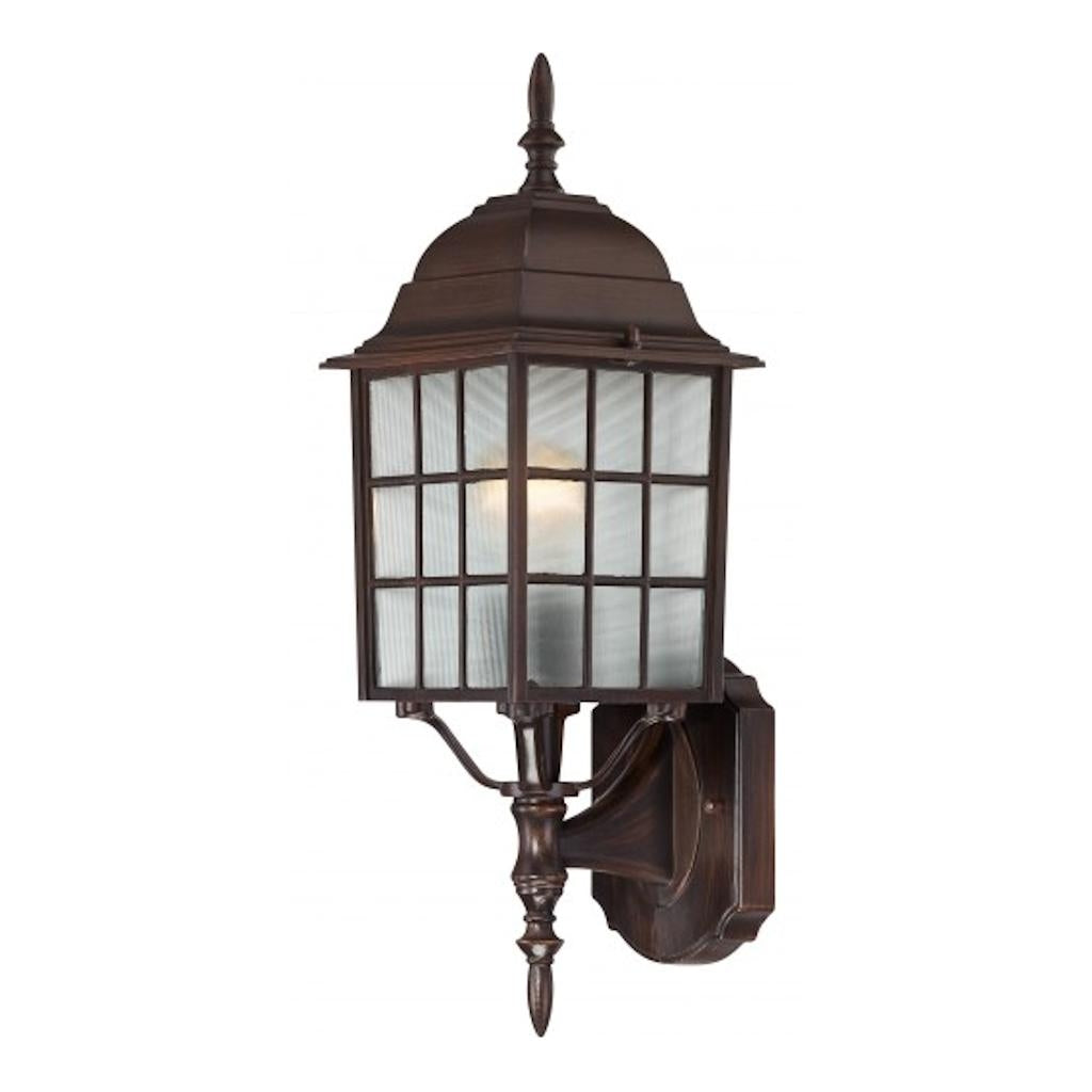 1 Light 18" Rustic Bronze Frosted Glass Shade Wall Light Fixture 1