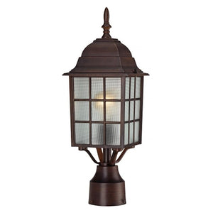 1 Light 18" Rustic Bronze Frosted Glass Shade Post Lantern Light Fixture 1