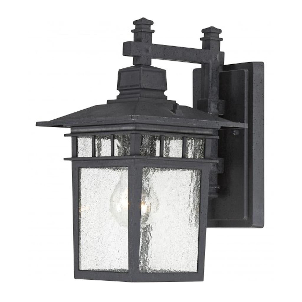 1 Light 12" Textured Black Clear Seeded Glass Shade Wall Light Fixture 1