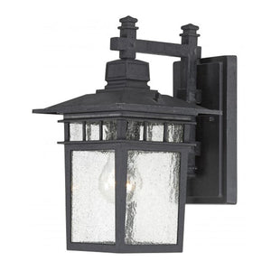 1 Light 12" Textured Black Clear Seeded Glass Shade Wall Light Fixture 1