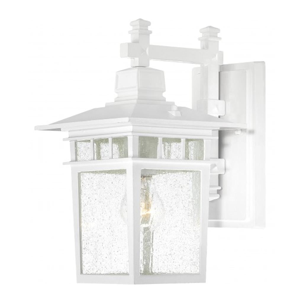 1 Light 9" White Clear Seeded Glass Shade Wall Light Fixture 1