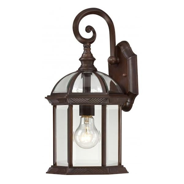 1 Light 15" Rustic Bronze Clear Beveled Glass Shade Wall Light Fixture 1