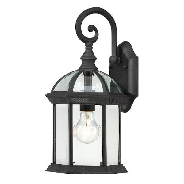 1 Light 15" Textured Black Clear Beveled Glass Shade Wall Light Fixture 1