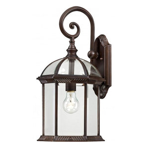 1 Light 19" Rustic Bronze Clear Beveled Glass Shade Wall Light Fixture 1