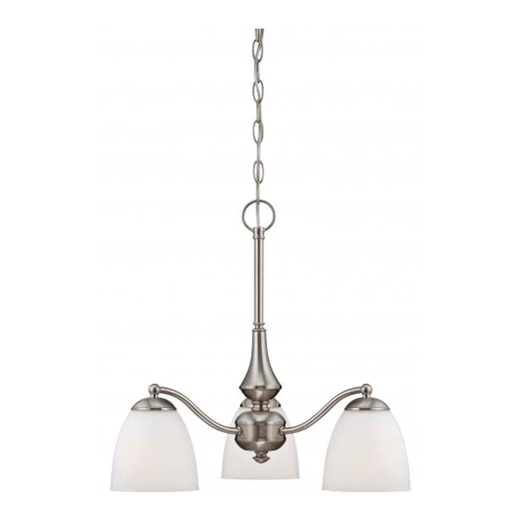 3 Light Brushed Nickel Frosted Glass Shades Chandelier Light Fixture 1