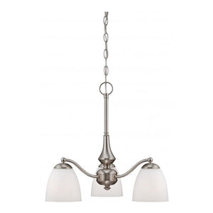 3 Light Brushed Nickel Frosted Glass Shades Chandelier Light Fixture 1