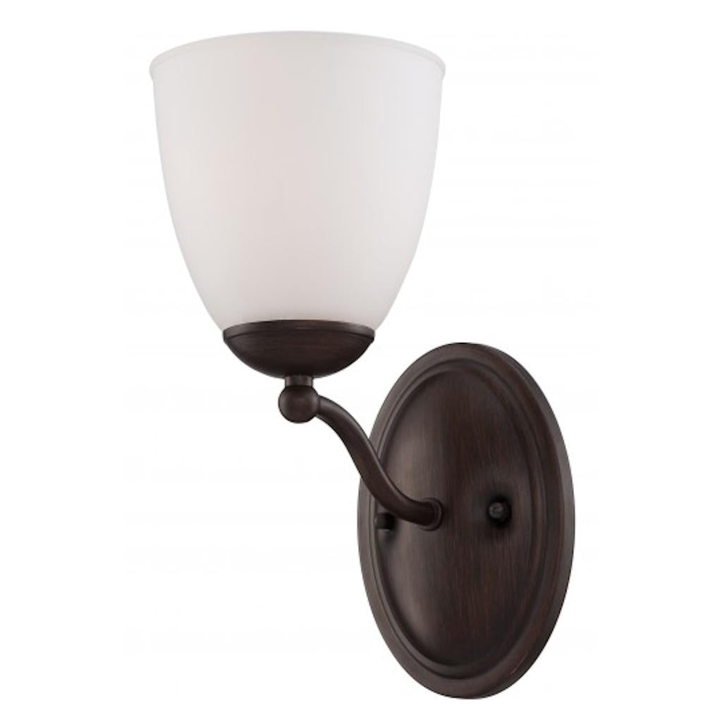 1 Light Prairie Bronze Frosted Glass Shade Vanity Light Fixture 1