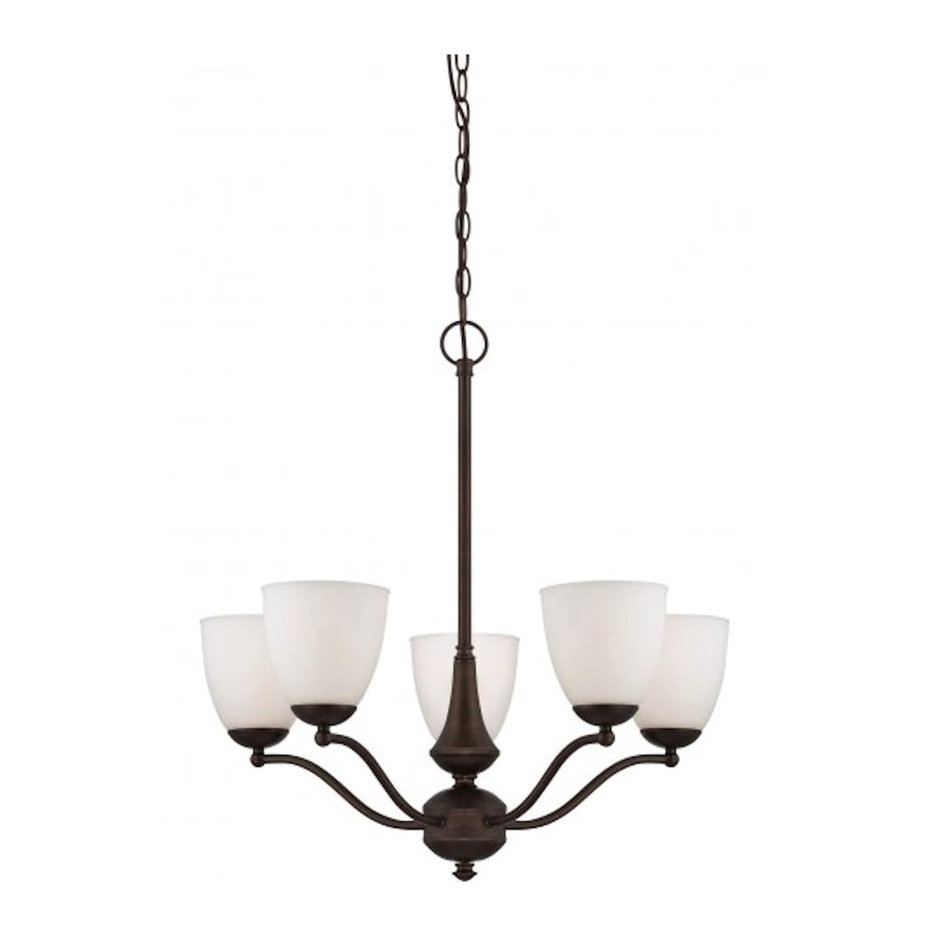5 Light Prairie Bronze Frosted Glass Shades Chandelier Light Fixture 1