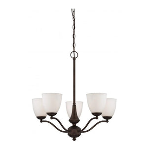 5 Light Prairie Bronze Frosted Glass Shades Chandelier Light Fixture 1