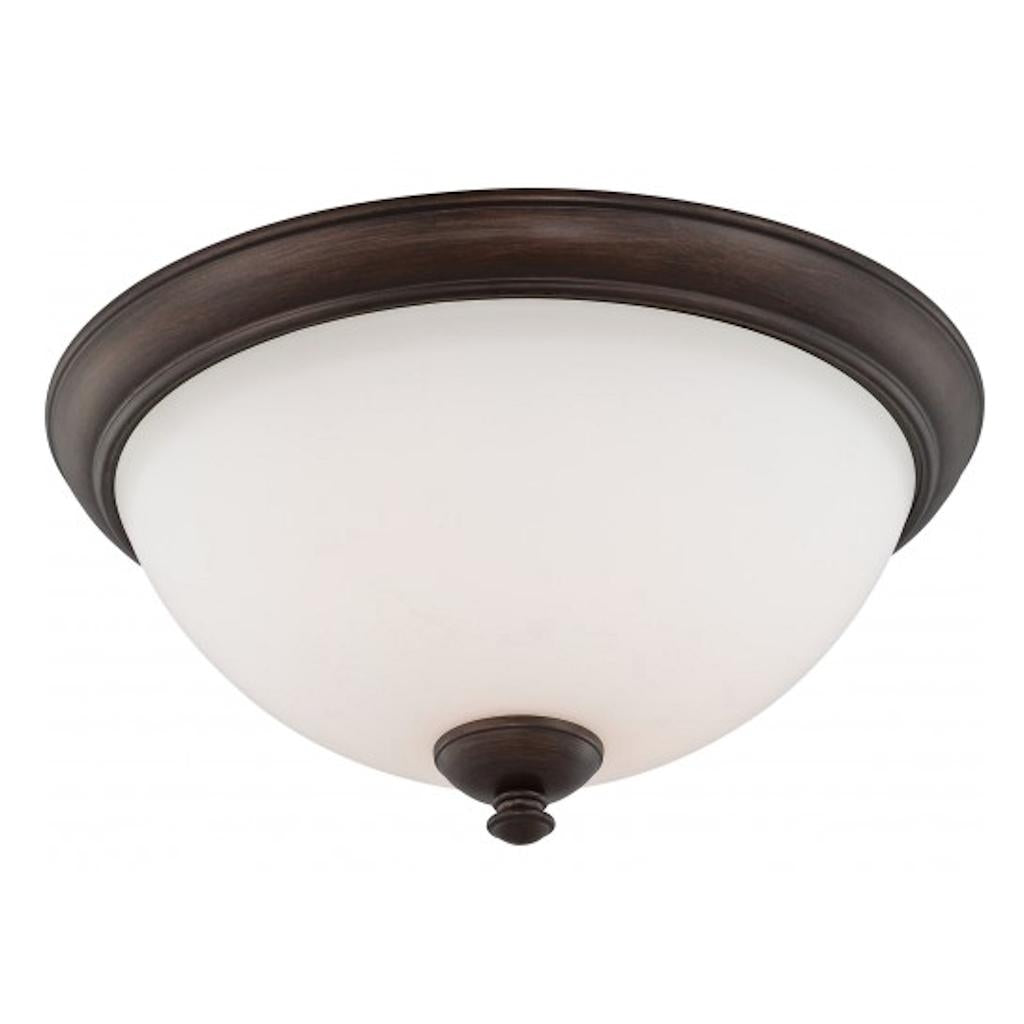 3 Light 16" Round Prairie Bronze Frosted Glass Shade Ceiling Light Fixture 1