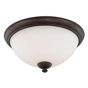 3 Light 16" Round Prairie Bronze Frosted Glass Shade Ceiling Light Fixture 1