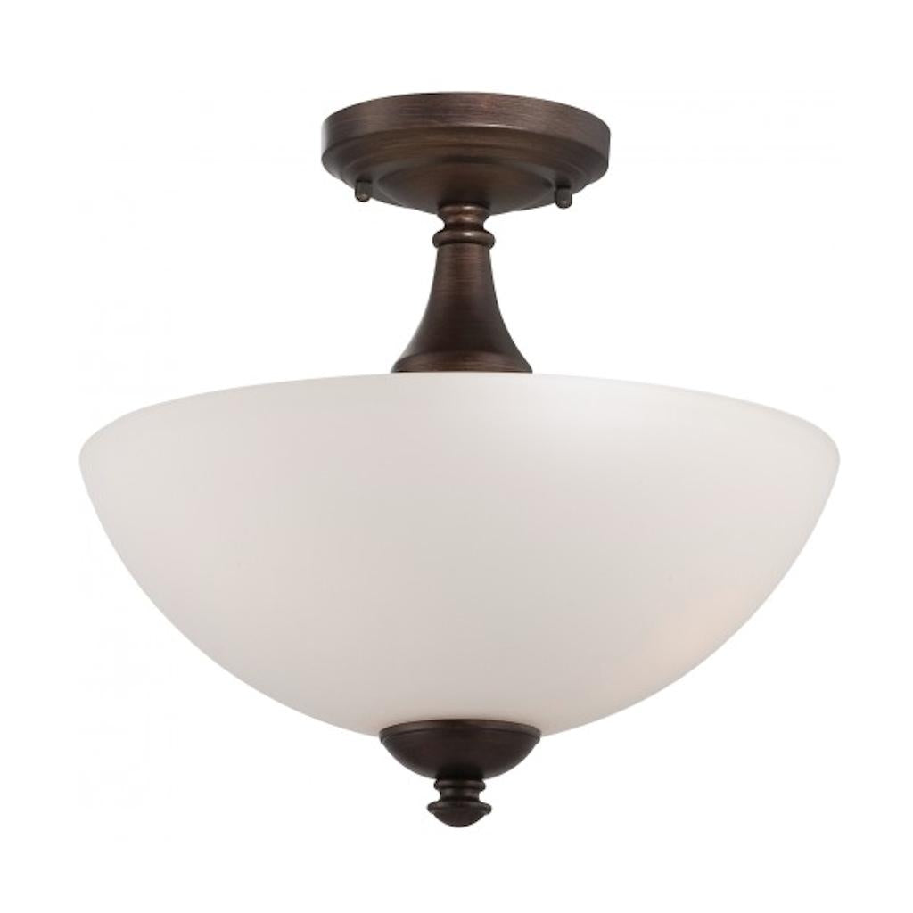 3 Light 13" Round Prairie Bronze Frosted Glass Shade Ceiling Light Fixture 1