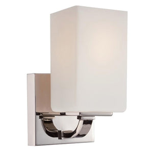 1 Light Polished Nickel Etched Opal Glass Shade Vanity Light Fixture 1