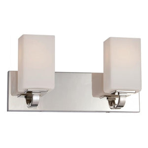 2 Light Polished Nickel Etched Opal Glass Shades Vanity Light Fixture 1