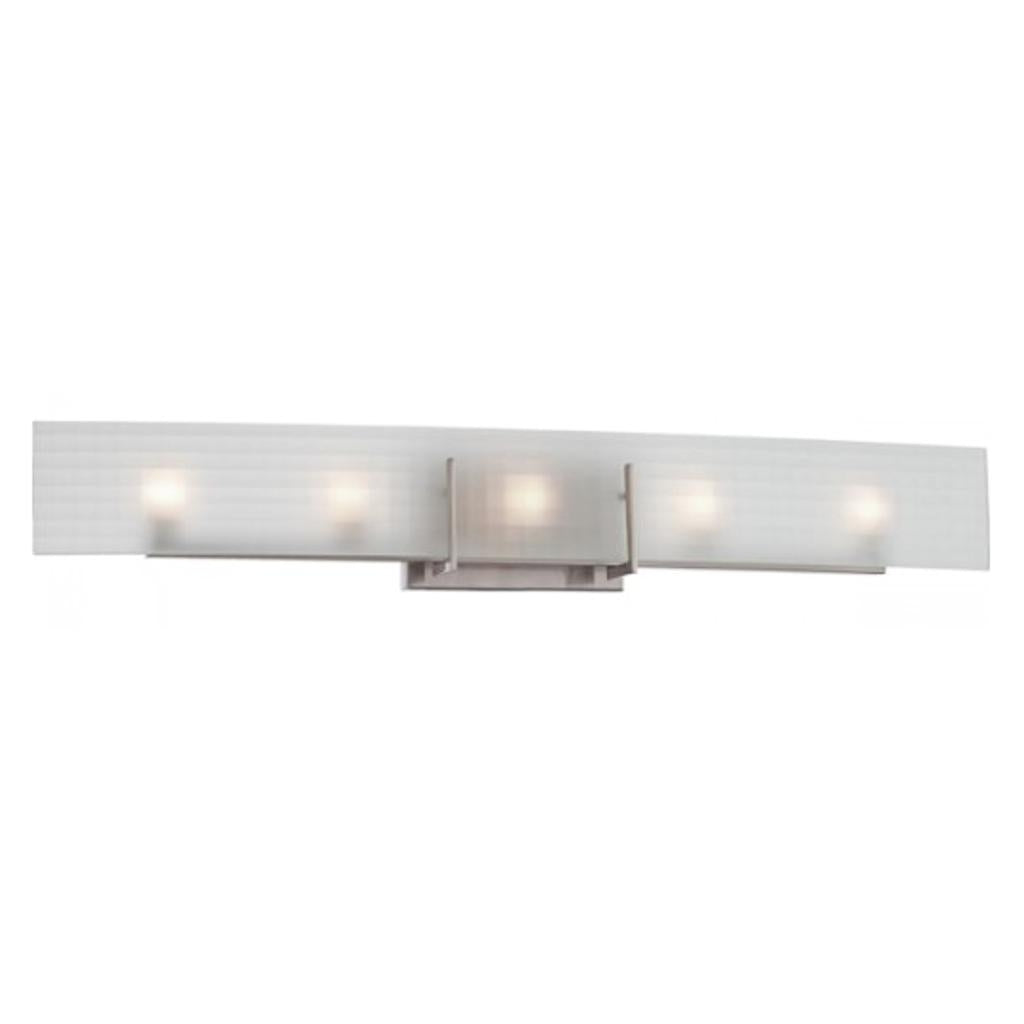 5 Light Brushed Nickel Frosted Glass Shades Vanity Light Fixture 1