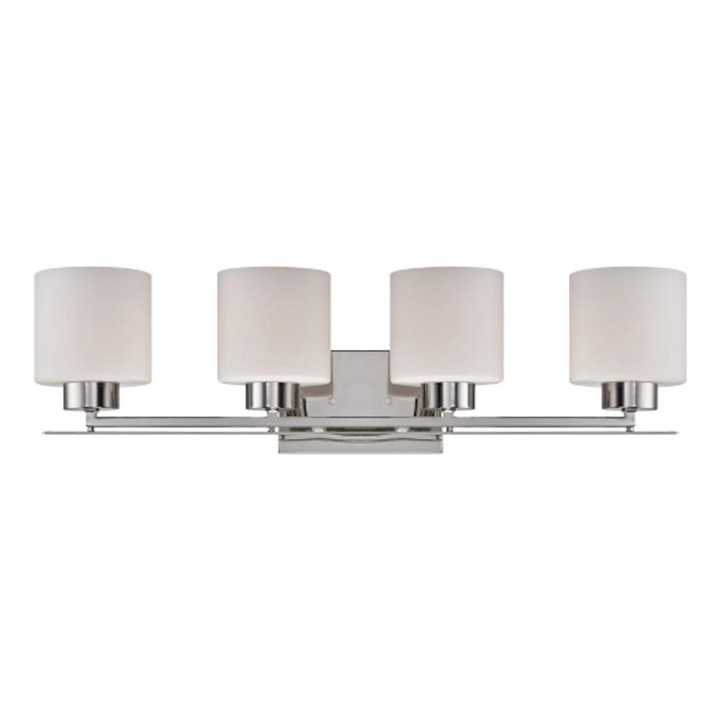 4 Light Polished Nickel Etched Opal Glass Shades Vanity Light Fixture 1