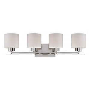 4 Light Polished Nickel Etched Opal Glass Shades Vanity Light Fixture 1