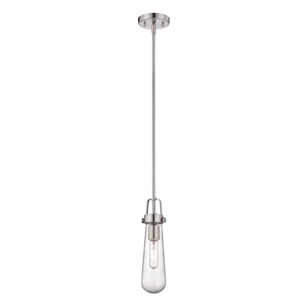 1 Light Brushed Nickel Clear Glass Shade Mini Pendant Light Fixture 1