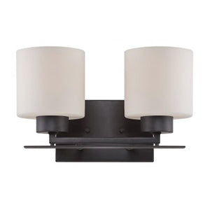 2 Light Aged Bronze Etched Opal Glass Shades Vanity Light Fixture 1