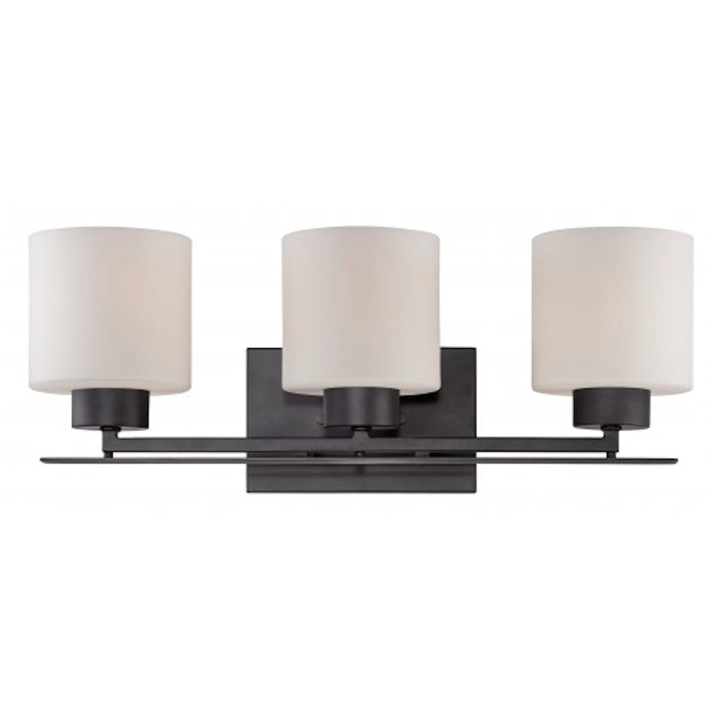 3 Light Aged Bronze Etched Opal Glass Shades Vanity Light Fixture 1