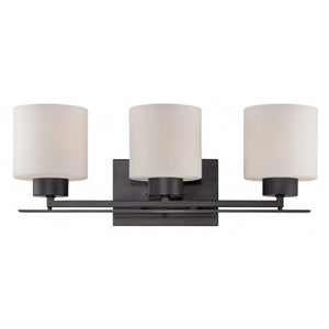 3 Light Aged Bronze Etched Opal Glass Shades Vanity Light Fixture 1