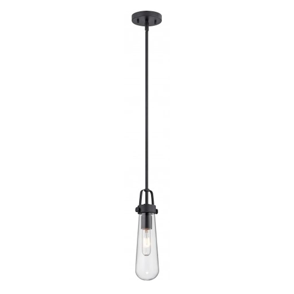 1 Light Aged Bronze Clear Glass Shade Mini Pendant Light Fixture 1