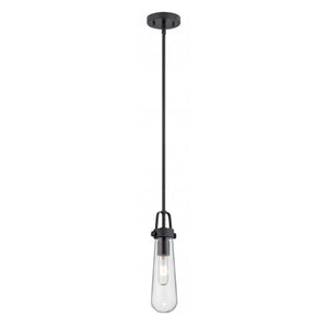 1 Light Aged Bronze Clear Glass Shade Mini Pendant Light Fixture 1
