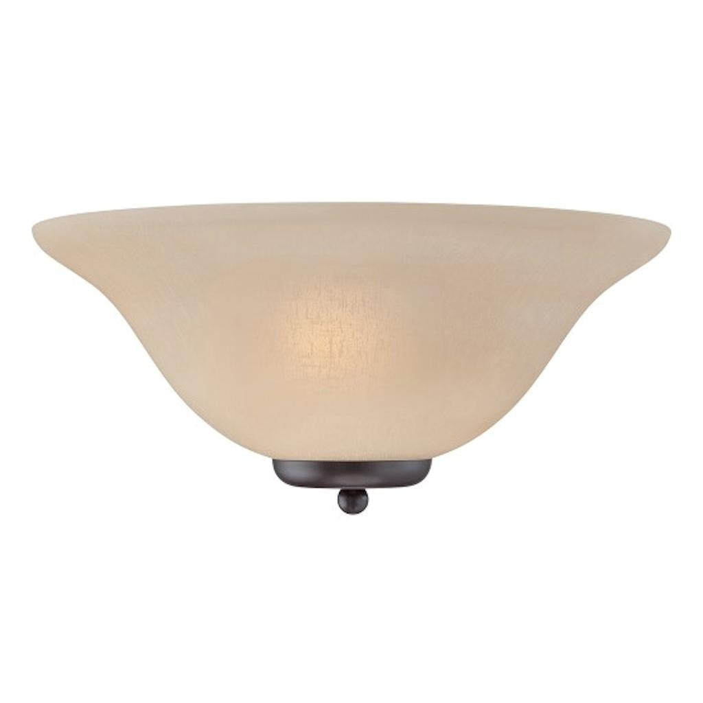 1 Light Mahogany Bronze Champagne Linen Glass Shade Wall Sconce Light Fixture 1
