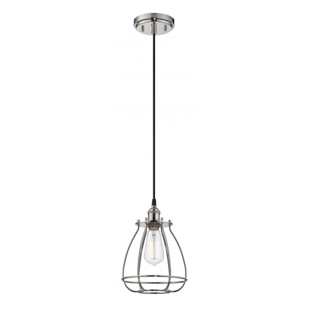 1 Light Polished Nickel Caged Mini Pendant Light Fixture 1