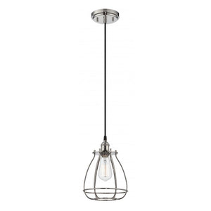 1 Light Polished Nickel Caged Mini Pendant Light Fixture 1