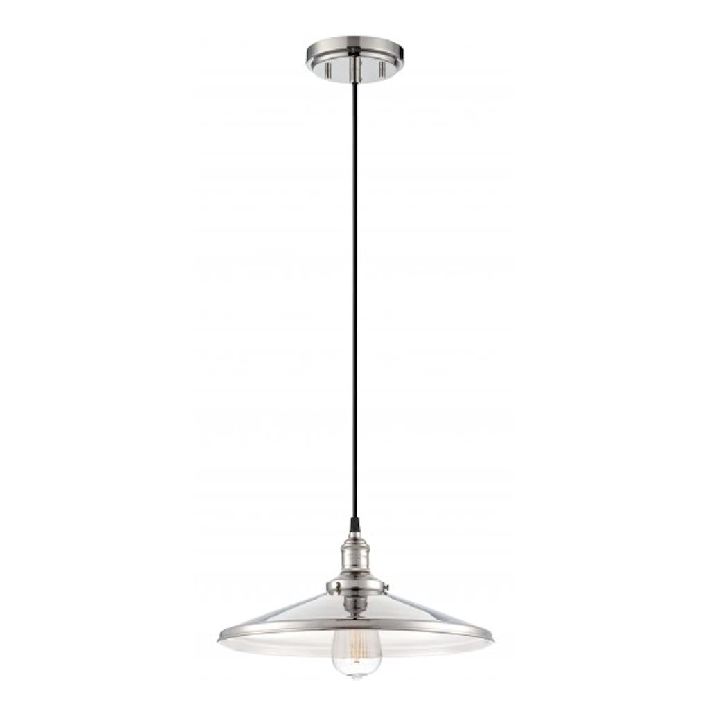 1 Light Polished Nickel Metal Shade Pendant Light Fixture 1