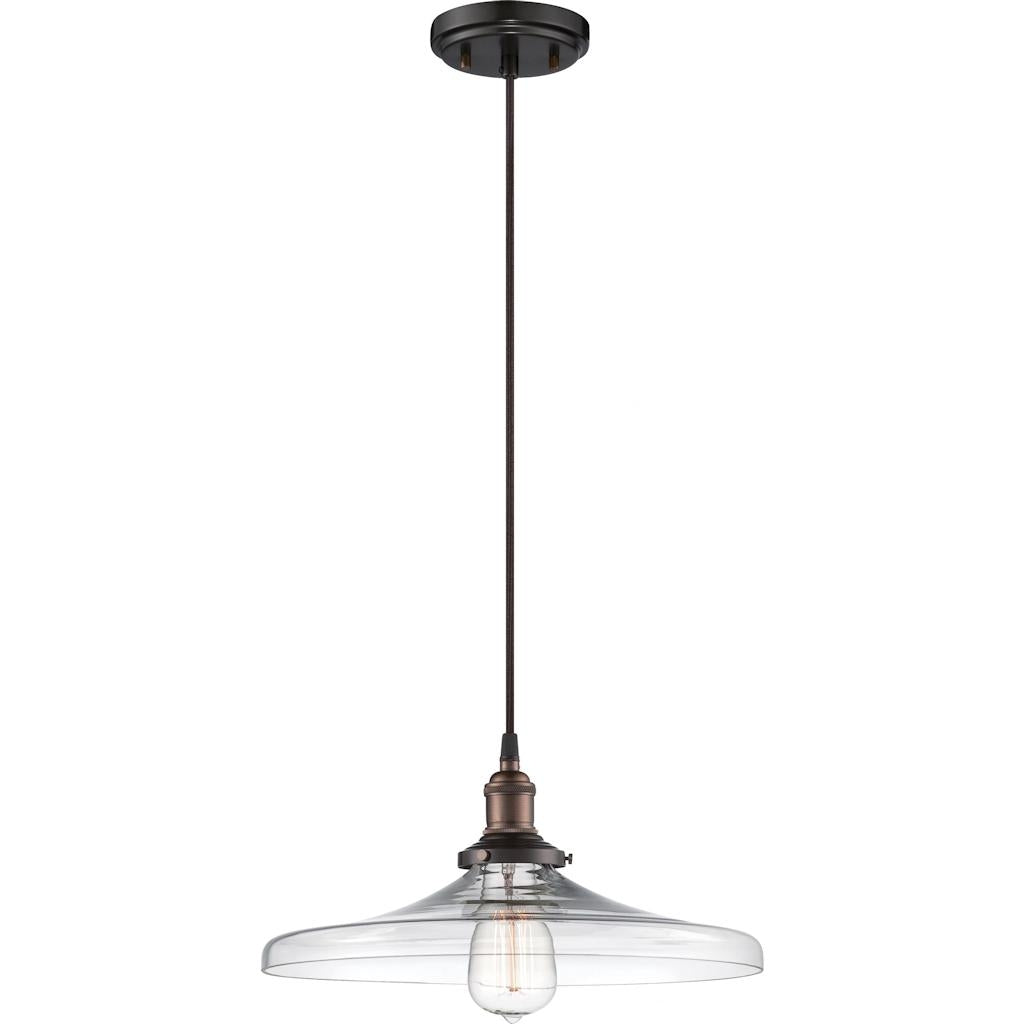 1 Light Rustic Bronze Clear Glass Shade Pendant Light Fixture 1
