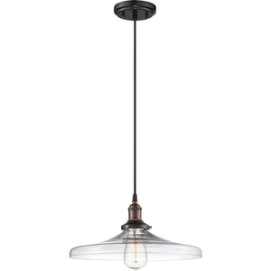 1 Light Rustic Bronze Clear Glass Shade Pendant Light Fixture 1