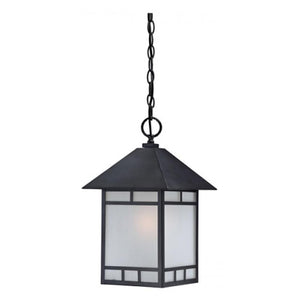 1 Light 16" Stone Black Frosted Seed Glass Shade Hanging Lantern Light Fixture 1