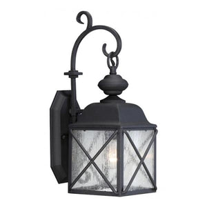 1 Light 7" Textured Black Clear Seed Glass Shade Wall Light Fixture 1