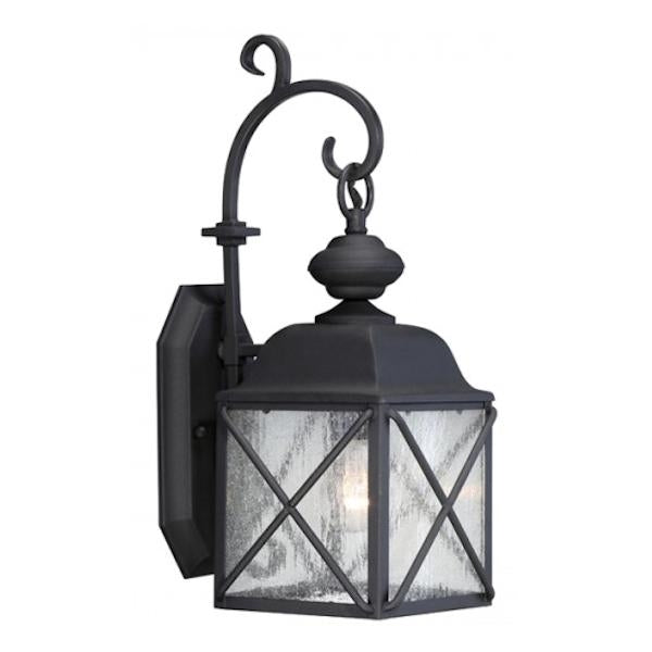 1 Light 7" Textured Black Clear Seed Glass Shade Wall Light Fixture 1