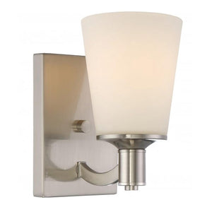 1 Light Brushed Nickel White Glass Shade Vanity Light Fixture 1