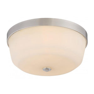 3 Light 15" Round Brushed Nickel White Glass Shade Ceiling Light Fixture 1