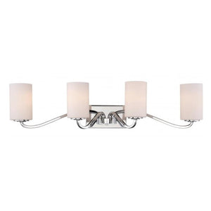 4 Light Polished Nickel White Glass Shade Vanity Light Fixture 1
