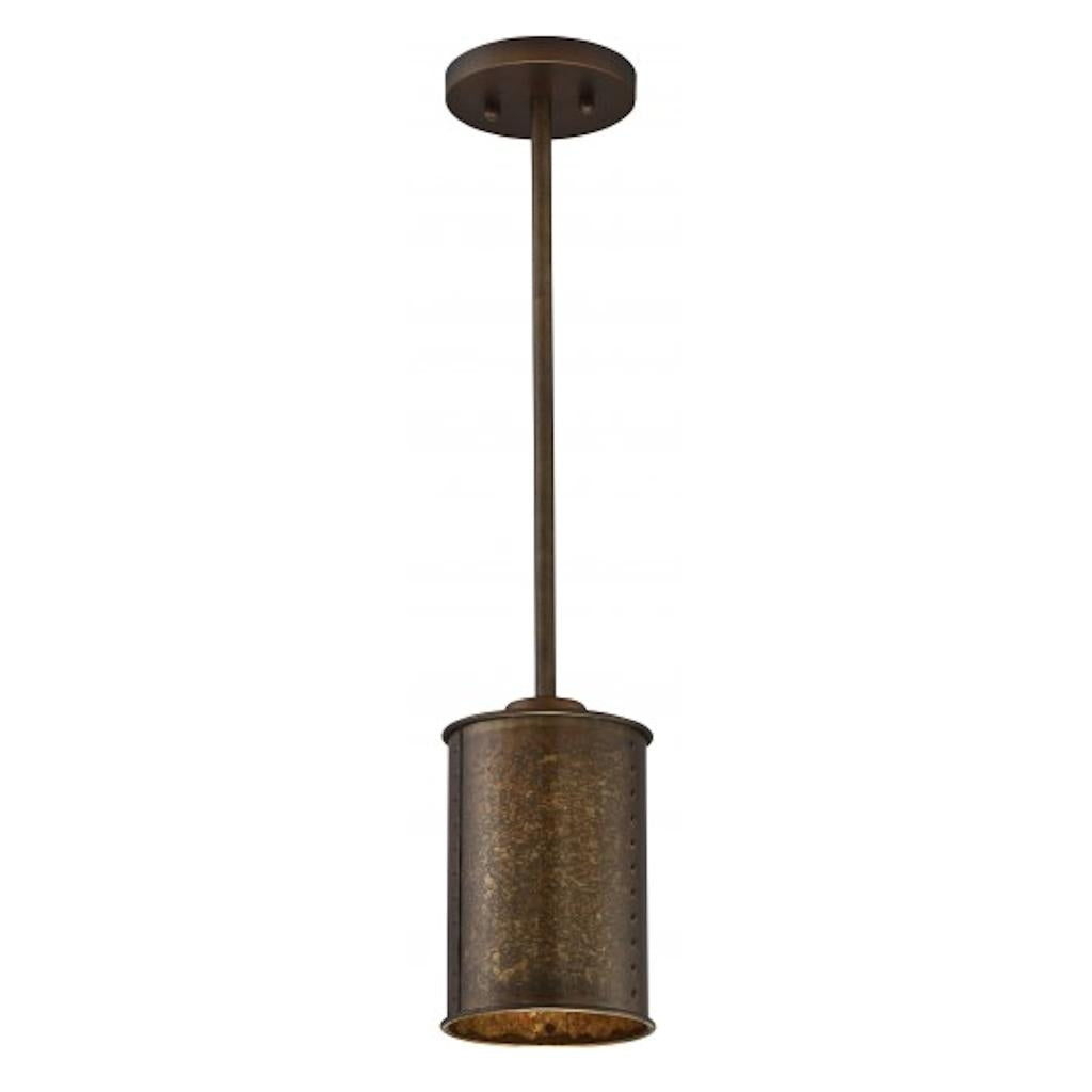 1 Light Weathered Brass Mini Pendant Light Fixture 1