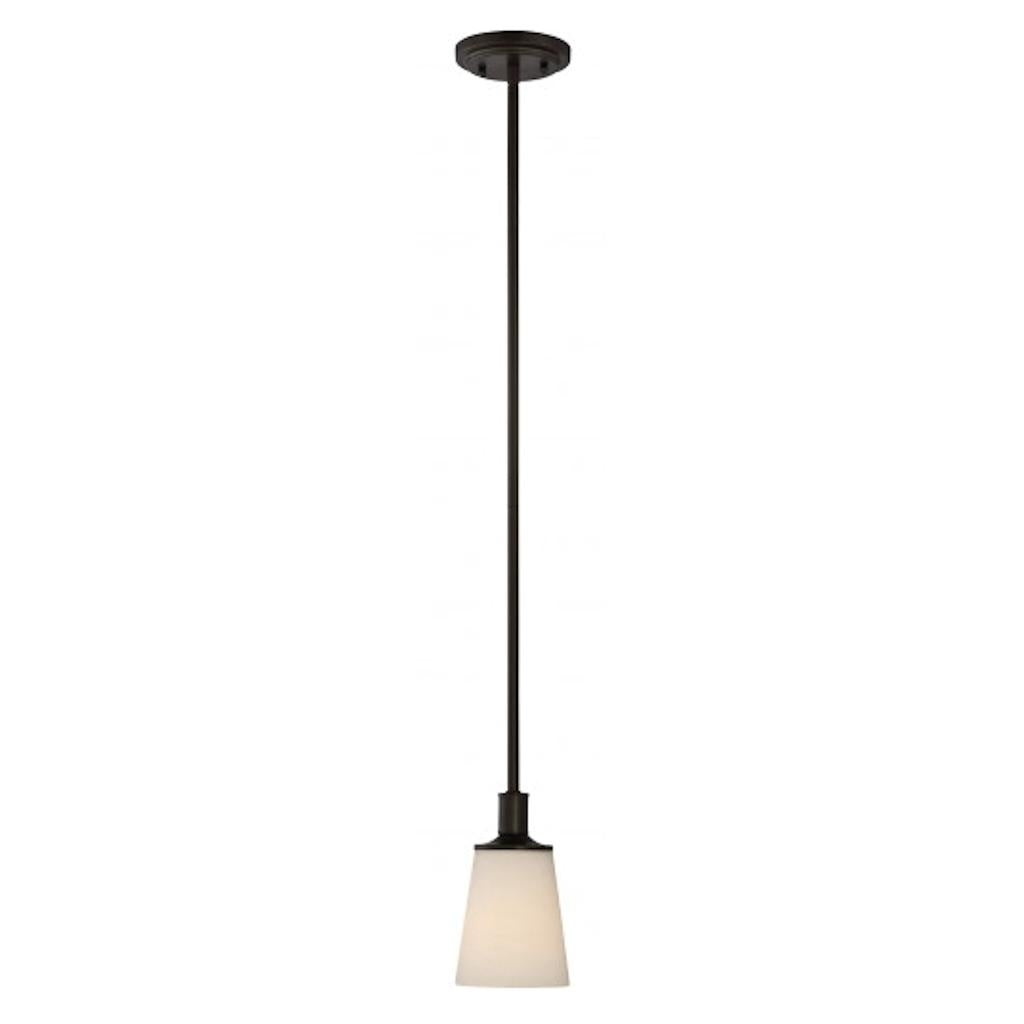 1 Light Forest Bronze White Glass Shade Mini Pendant Light Fixture 1