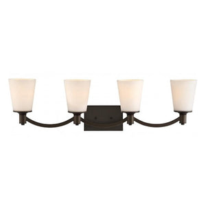 4 Light Forest Bronze White Glass Shade Vanity Light Fixture 1