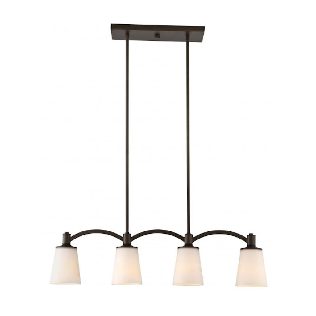 4 Light Forest Bronze White Glass Shades Island Pendant Light Fixture 1