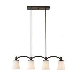 4 Light Forest Bronze White Glass Shades Island Pendant Light Fixture 1