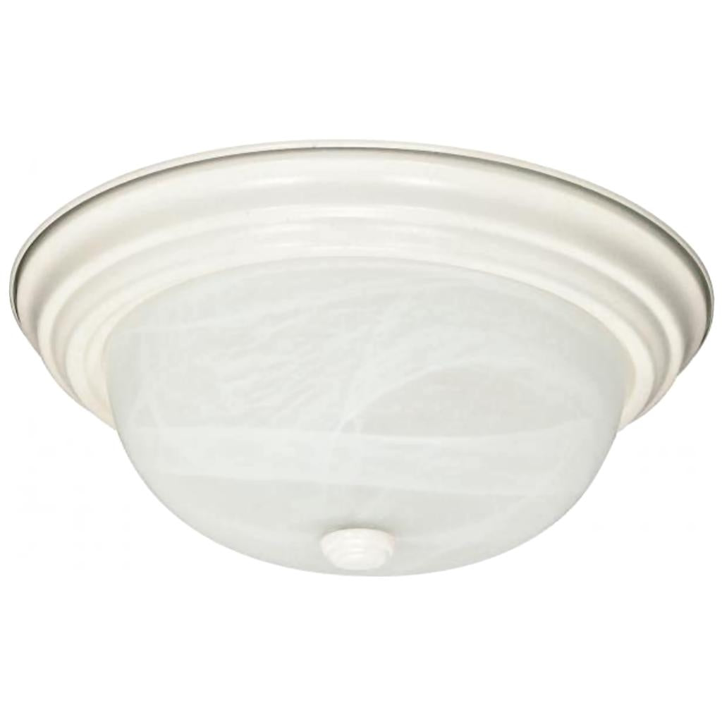 2 Light 11" Textured White Alabaster Glass Shade Ceiling Light Fixture 1