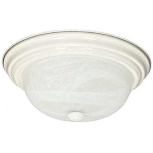 2 Light 11" Textured White Alabaster Glass Shade Ceiling Light Fixture 1